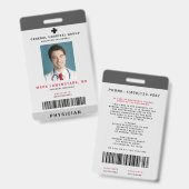 Badge Code d'état-major Médicale + Code-barres vertical (Front & Back)