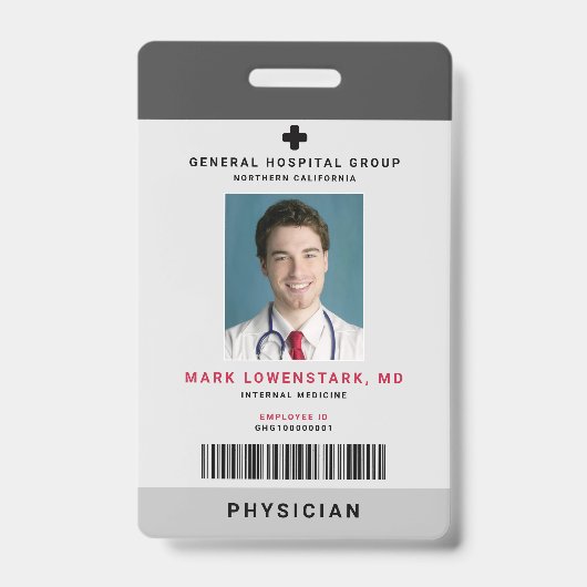 Badge Code d'état-major Médicale + Code-barres vertical (Front)