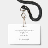 Badge Code d'identification de l'employé avec code barre (Arrière avec lanière)