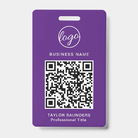 Badge Code d'identification d'employé QR Code Violet Sim (Avant)