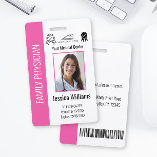 Badge Code d'identification rose de l'employé Médicale d
