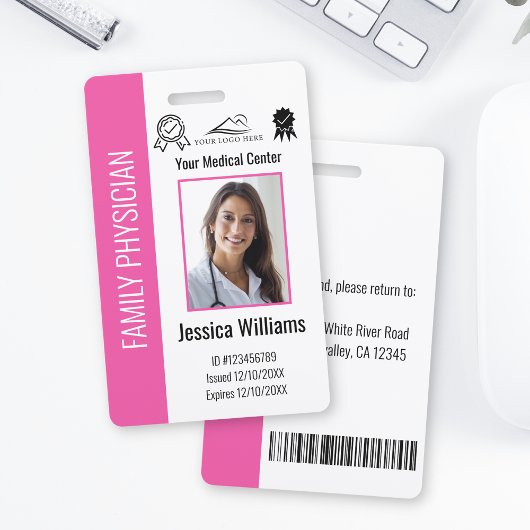 Badge Code d'identification rose de l'employé Médicale d