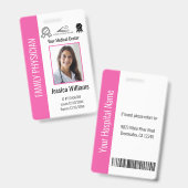 Badge Code d'identification rose de l'employé Médicale d (Avant & arrière)
