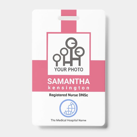 Badge Code d'Modèle photo de l'infirmière de la colonne  (Face)