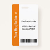 Badge Code d'orange de l'employé Médicale de l'hôpital p (Dos)