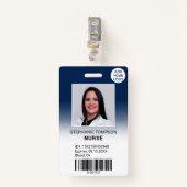 Badge Code du logo de l'infirmière photo bleu marine (Devant avec clip)