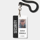 Badge Code du logo photo de sécurité Modèle noir et blan (Avant avec lanière)