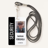 Badge Code du logo photo de sécurité Modèle noir et blan (Devant avec lanière)