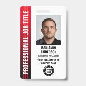 Badge Code du personnel professionnel - Logo photo Rouge (Avant)