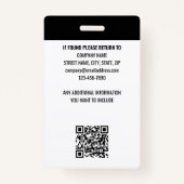 Badge Code du personnel professionnel - Logo photo Rouge (Dos)