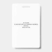 Badge Code Employé Du Gestionnaire De La Société Avec Lo (Dos)