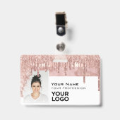 Badge Code Logo Nom de l'Employé Glamour Tendance Élégan (Avant avec clip)