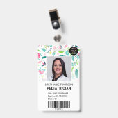 Badge Code logo photo de pédiatre avec des caméléons mig (Avant avec clip)