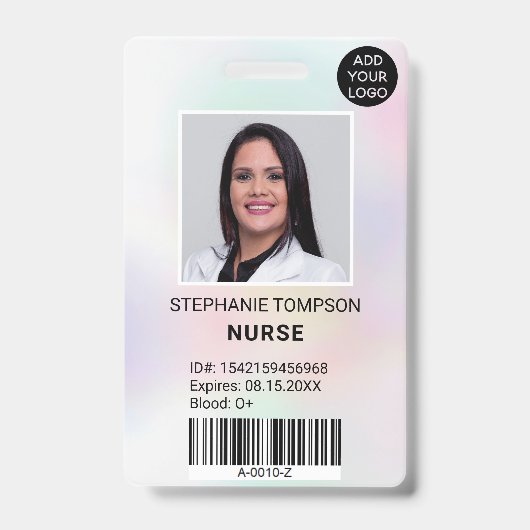 Badge Code logo photo infirmière holographique professio (Avant)