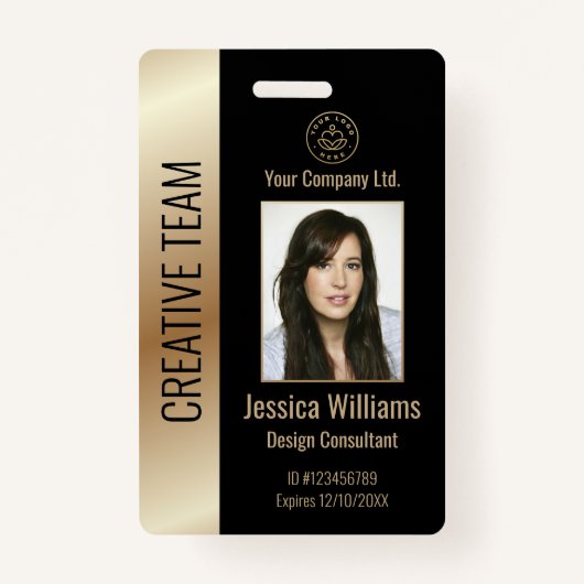 Badge Code noir de l'employé d'entreprise personnalisé (Devant)