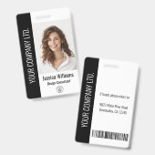 Badge Code noir de l'employé d'entreprise personnalisé (Avant & arrière)