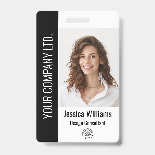 Badge Code noir de l'employé d'entreprise personnalisé (Avant)