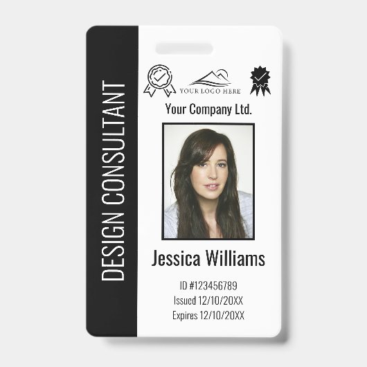 Badge Code noir de l'employé d'entreprise personnalisé (Avant)