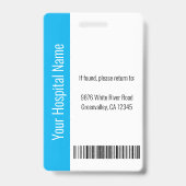 Badge Code photo bleu de l'employé Médicale de l'hôpital (Arrière)