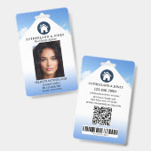 Badge Code photo de l'agent immobilier Blue White (Recto et verso)