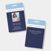 Badge Code photo de l'employé bleu de l'école Enseignant (Avant & arrière)