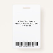 Badge Code photo de l'employé bleu marine (Dos)