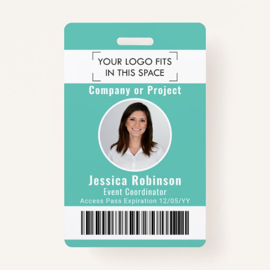 Badge Code photo de l'employé Code à barres Logo Accès T (Devant)