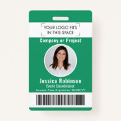 Badge Code photo de l'employé Code à barres Logo Accès v (Devant)