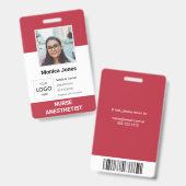 Badge Code photo de l'employé de la santé rouge (Avant & arrière)
