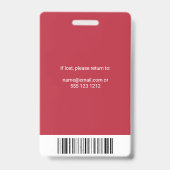 Badge Code photo de l'employé de la santé rouge (Arrière)