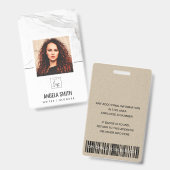 BADGE CODE PHOTO DE L'EMPLOYÉ DE LA TEXTURE EN MARBRE BL (Front & Back)