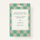 Badge Code photo de l'employé du tableau de contrôle de (Dos)