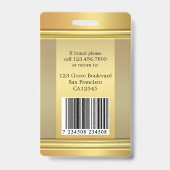 Badge Code photo de l'employé Gold élégant (Back)