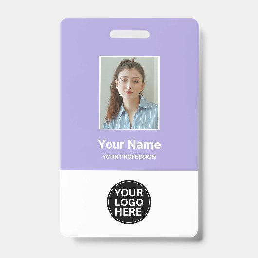Badge Code photo de l'employé Lilac personnalisé Nom du  (Avant)