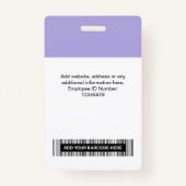 Badge Code photo de l'employé Lilac personnalisé Nom du  (Dos)