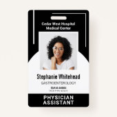 Badge Code photo de l'employé Médicale personnalisé noir (Devant)