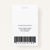 Badge Code photo de l'employé Médicale personnalisé noir (Dos)