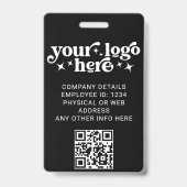 Badge Code photo de l'employé noir avec code QR Logo d'e (Arrière)