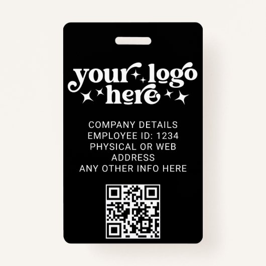 Badge Code photo de l'employé noir avec code QR Logo d'e (Dos)
