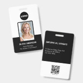 Badge Code photo de l'employé noir Code Qr Sécurité de l (Avant & arrière)