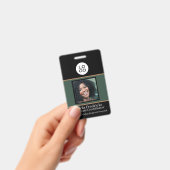 Badge Code photo de l'employé noir et vert avec logo (Manuel / portable)