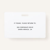 Badge Code photo de l'employé personnalisé Ba de sécurit (Dos)