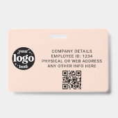 Badge Code photo de l'employé rose avec code QR Logo d'e (Arrière)
