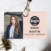 Badge Code photo de l'employé rose avec code QR Logo d'e