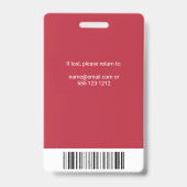 Badge Code photo de l'employé rouge (Arrière)