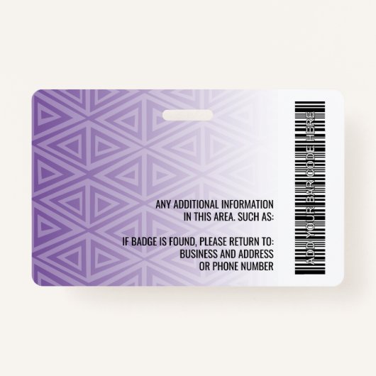 Badge Code photo de l'employé - tribal moderne, code à b (Dos)