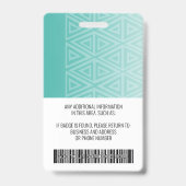 Badge Code photo de l'employé - tribal moderne, code à b (Arrière)