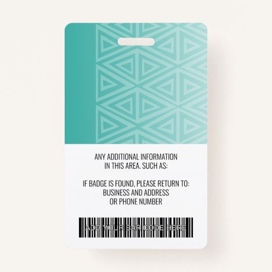 Badge Code photo de l'employé - tribal moderne, code à b (Dos)