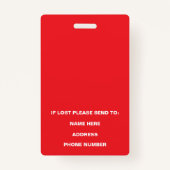 Badge Code photo de l'infirmière de la salle d'opération (Dos)