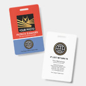 Badge Code photo Modèle en calques bleus rouges (Avant & arrière)